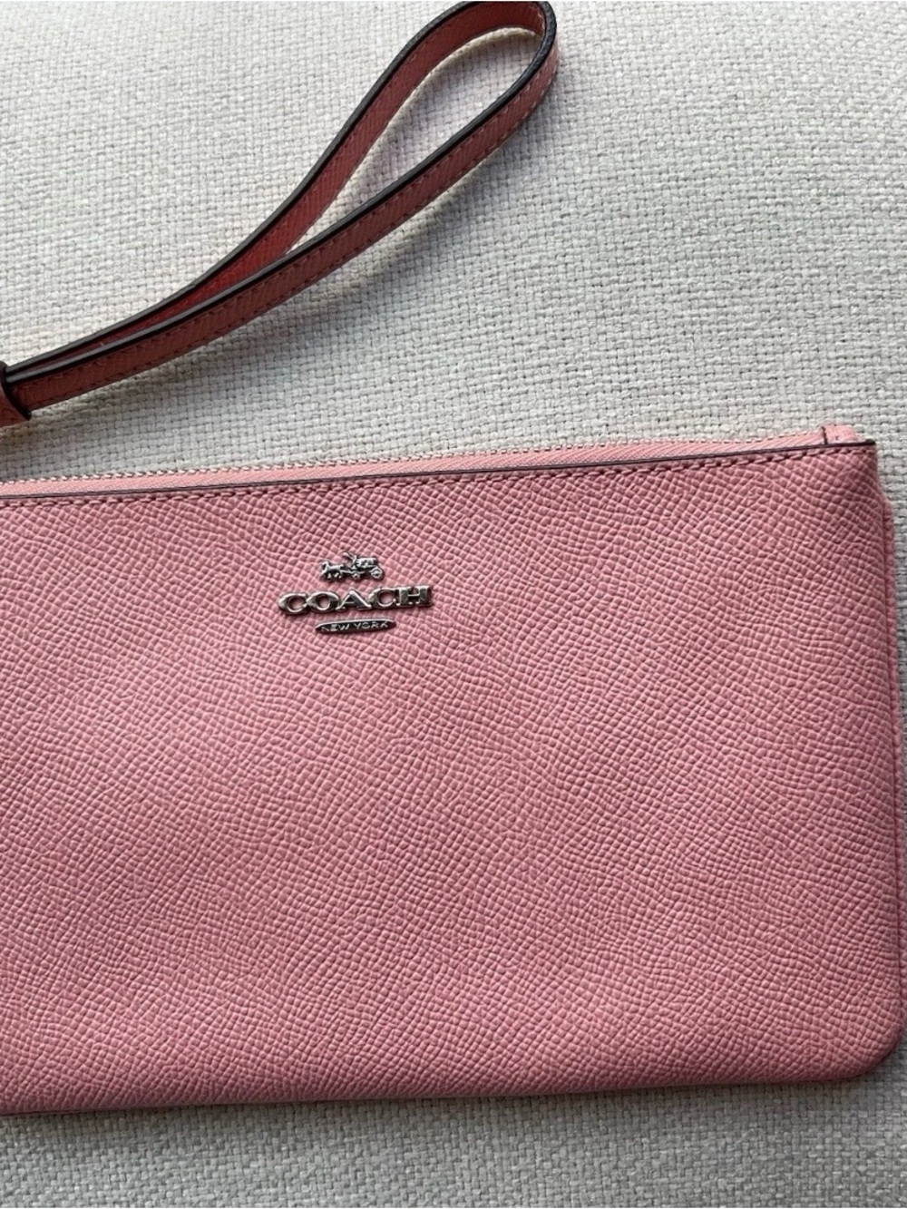 Coach Pink Saffiano Leather Wristlet